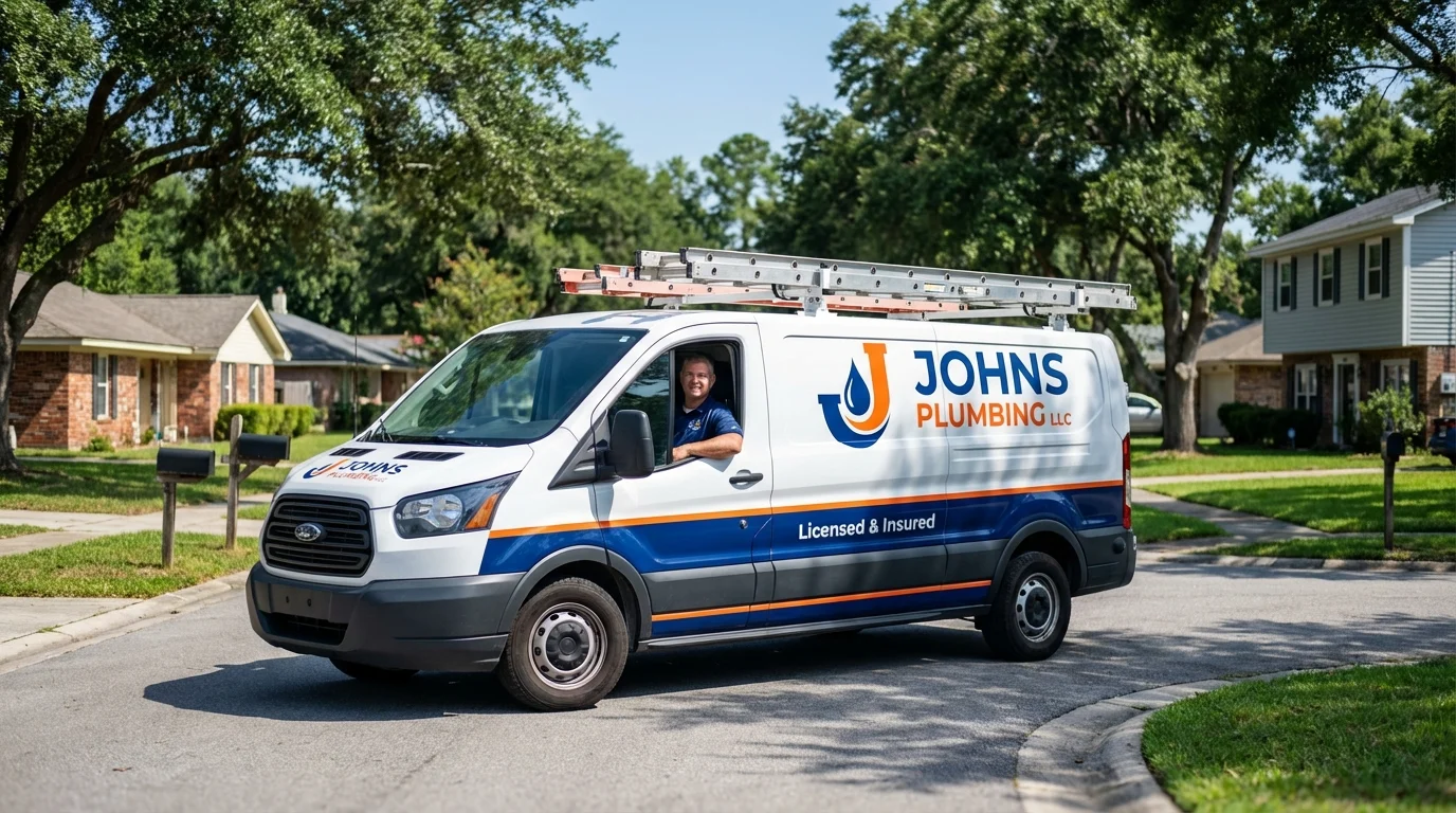 Johns Plumbing LLC service van in Machiasport, ME