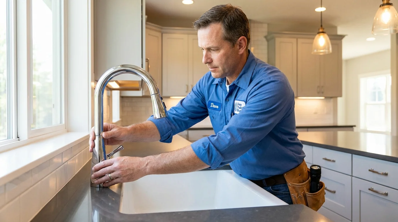 Kitchen faucet installation by Johns Plumbing LLC in Machiasport