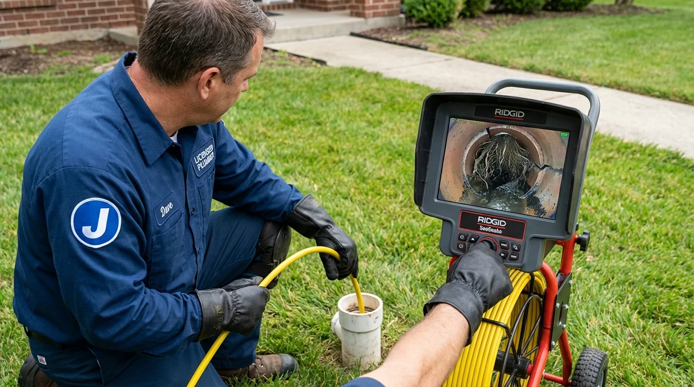 Sewer camera inspection being performed by Johns Plumbing LLC in Machiasport